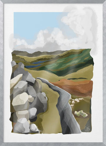 Winding Mountain Path | Poster - Silver Frame Interior