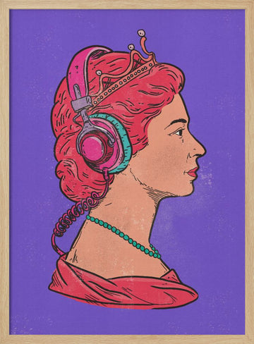 Headphone Queen | Poster - Wood Frame Interior
