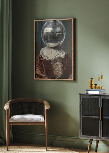 Surreal Disco Ball Portrait | Poster - Room Interior 2