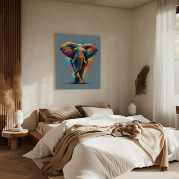 Vibrant Splatter Elephant | Canvas - Room Interior 2