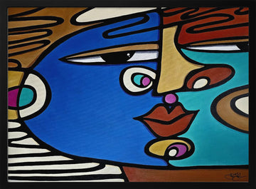 Bold Abstract Face | Poster - Black Metal Frame Interior