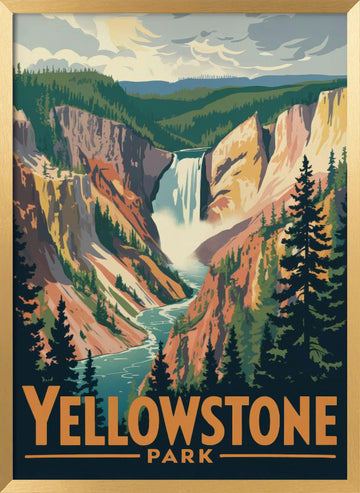 Yellowstone Canyon Falls | Poster - Gold Frame Interior
