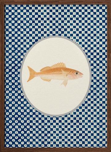 Japanese Fish Pattern | Poster - Walnut Frame Interior