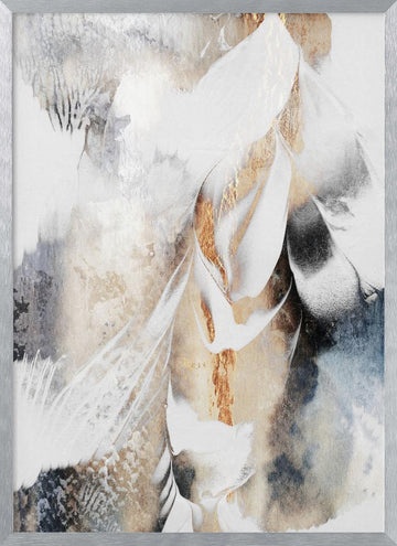 Golden Abstract Flow | Poster - Silver Frame Interior
