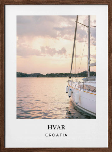 Hvar Croatia travel poster | Poster - Walnut Frame Interior