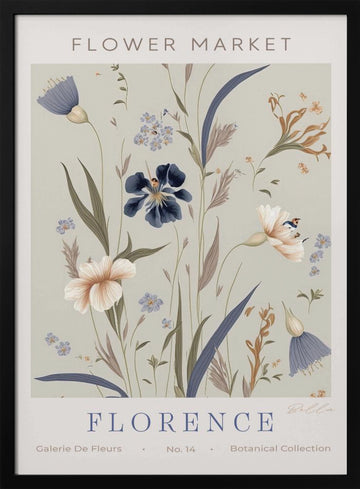 Flower Market Florence | Poster - Black Metal Frame Interior