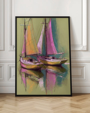Colorful Sailboat Reflections | Poster - Room Interior 1