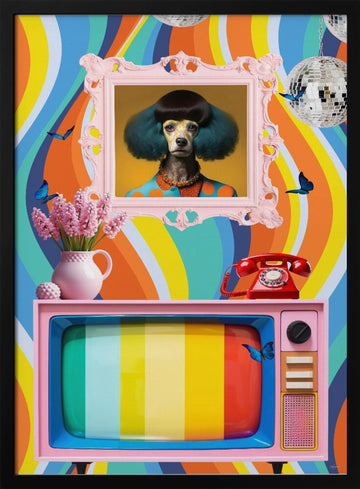 Whimsical Poodle Pop Art | Poster - Black Metal Frame Interior