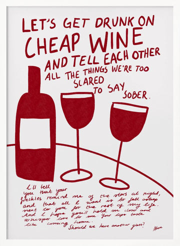 Cheap Wine | Poster - White Frame Interior