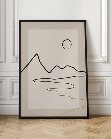 Minimalist River Mountains | Poster - Room Interior 1