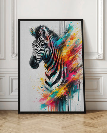 Colorful Zebra Splash | Poster - Room Interior 1