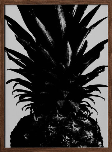 Bold Black Pineapple | Poster - Walnut Frame Interior