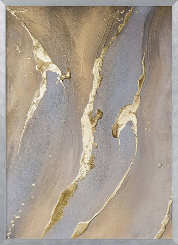 Liquid Gold Streams | Poster - Silver Frame Interior