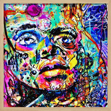 Colorful Abstract Face | Poster - Wood Frame Interior
