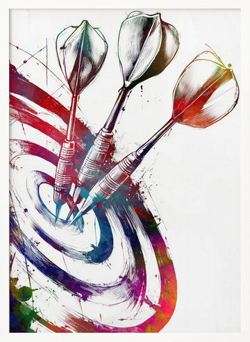 Colorful Darts Bullseye | Poster - White Frame Interior