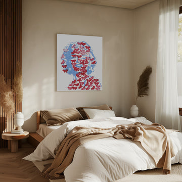 Red Butterfly Portrait | Canvas - Room Interior 2