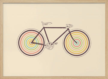 Colorful Retro Bike | Poster - Wood Frame Interior
