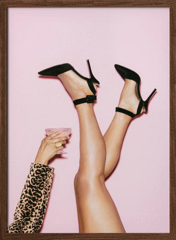 High Heels Pink Party | Poster - Walnut Frame Interior