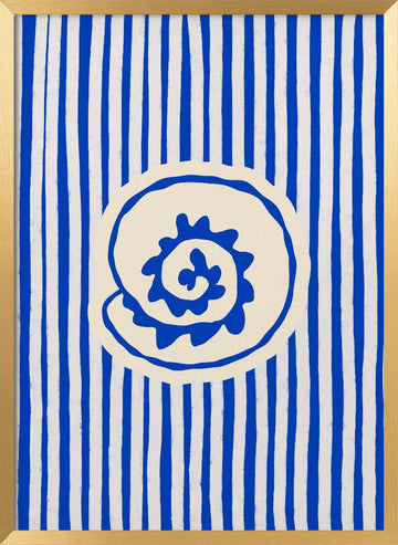 Blue Striped Shell | Poster - Gold Frame Interior