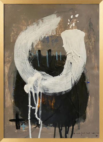 Expressive White Strokes | Poster - Gold Frame Interior