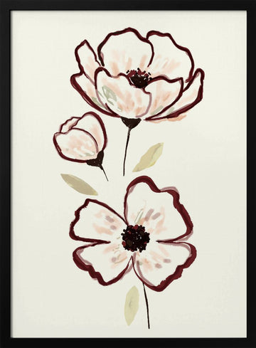 Delicate Watercolor Blooms | Poster - Black Metal Frame Interior