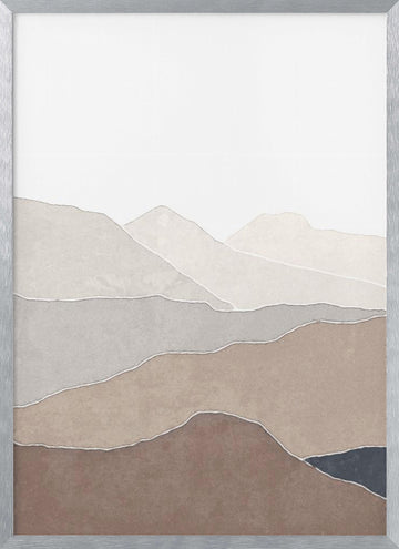 Muted Mountain Landscape | Poster - Silver Frame Interior