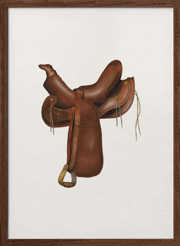Classic Western Saddle | Poster - Walnut Frame Interior