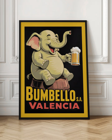 Cheerful Elephant With Beer | Poster - Room Interior 1