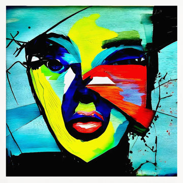 Vibrant Abstract Face | Poster - White Frame Interior