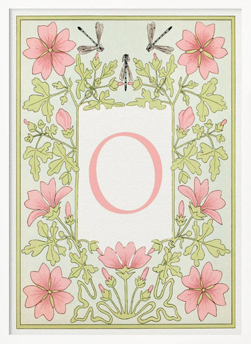 Elegant Floral Letter O | Poster - White Frame Interior
