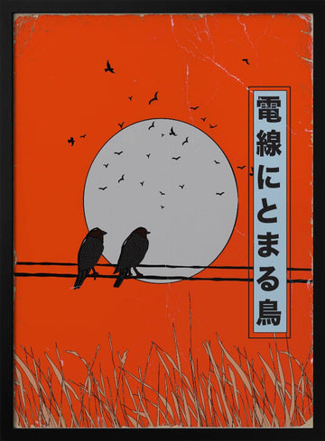 Orange Sky Birds | Poster - Black Metal Frame Interior