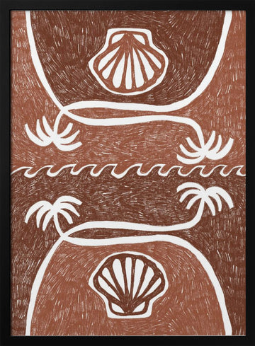 Tropical Beach Scallops | Poster - Black Metal Frame Interior