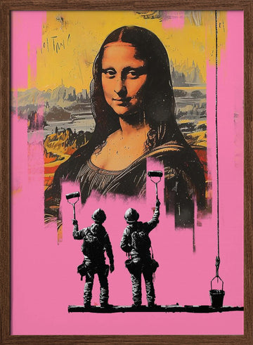 Pink Monalisa | Poster - Walnut Frame Interior
