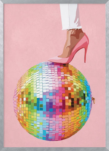 Pink Heel Disco Style | Poster - Silver Frame Interior