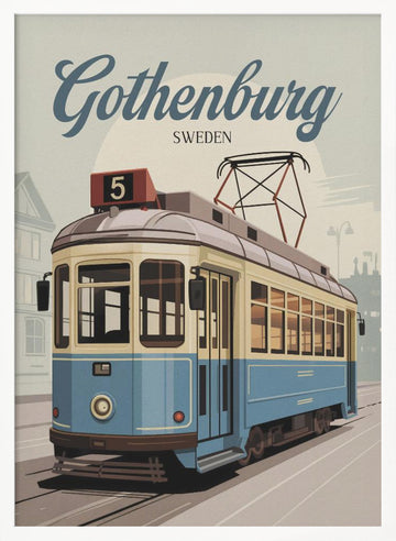 Gothenburg Vintage Tram | Poster - White Frame Interior