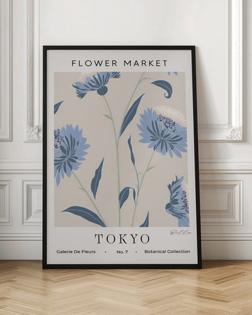 Tokyo Blue Flowers | Poster - Room Interior 1