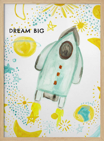 Dream Big Rocket | Poster - Wood Frame Interior
