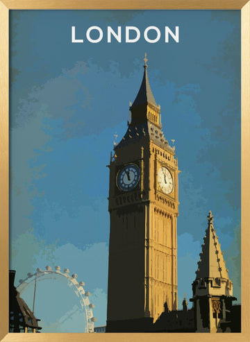 Big Ben London Eye | Poster - Gold Frame Interior