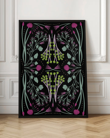 Folk Mirrored - Black, Green and Pink | Poster - Room Interior 1