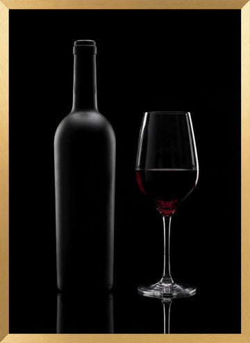 Red Wine Still Life | Poster - Gold Frame Interior