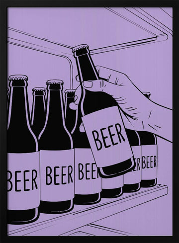 Grabbing Cold Beer | Poster - Black Metal Frame Interior