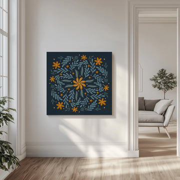Dark Botanical Bloom | Canvas - Room Interior 1