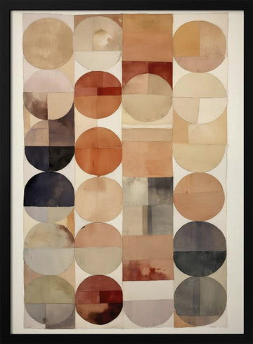 Earthy Geometric Flow | Poster - Black Metal Frame Interior