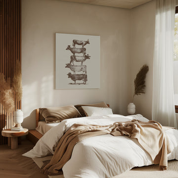Whimsical Cow Stack | Canvas - Room Interior 2