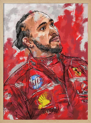 Red Suit Driver | Poster - Wood Frame Interior