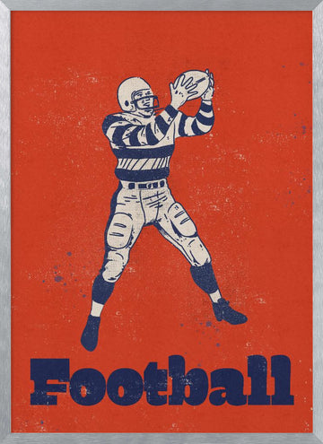 Vintage Football Catch | Poster - Silver Frame Interior