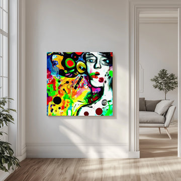 Vibrant Abstract Face | Canvas - Room Interior 1
