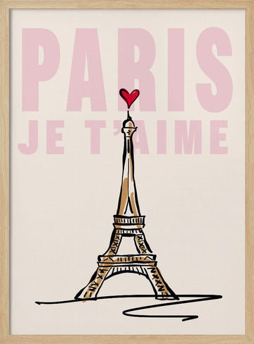 Paris Je T'aime Sketch | Poster - Wood Frame Interior