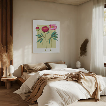 Botanical Peony Blooms | Canvas - Room Interior 2