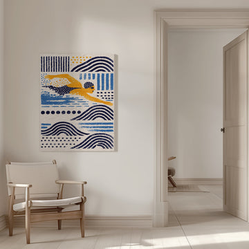 Stylized Swimmer Patterns | Canvas - Room Interior 1
